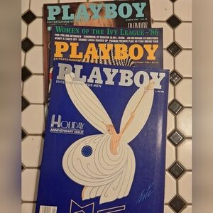 3 PLAYBOY Magazines Vintage 1980s